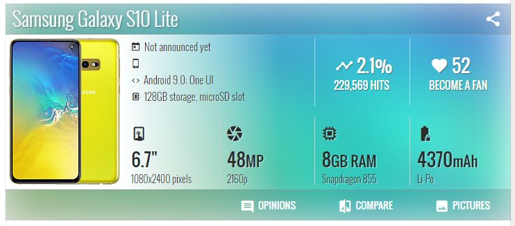三星S10 Lite配置曝光 你要的大電池和快充這回都有了